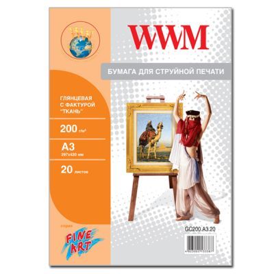 WWM A3 (20л) 200г/м2 глянсовий фотопапір фактура (Тканина) | Купити в інтернет магазині