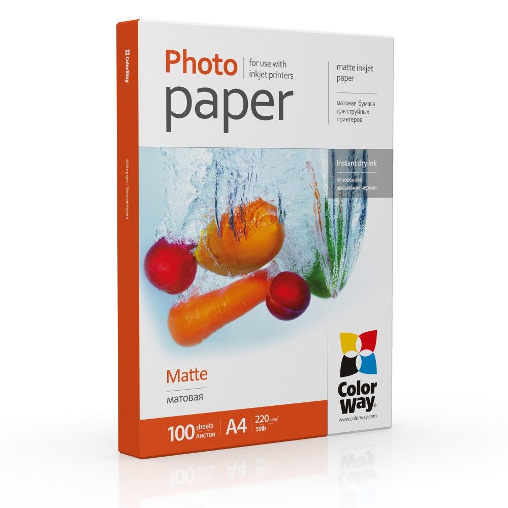 ColorWay А4 (100л) 220г/м2 матовий фотопапір | Купити в інтернет магазині